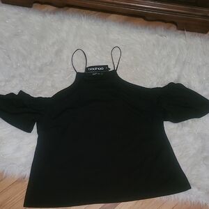 Boohoo Black Cold Shoulder Top